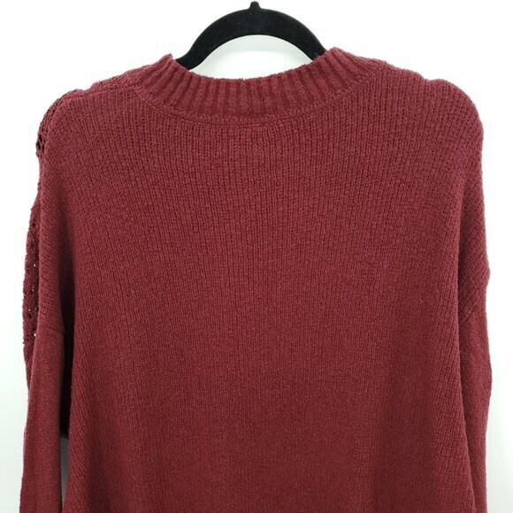 Free People Harper Knit Split Side Tunic Sweater XL Pretty Berry (Red) - Picture 9 of 15